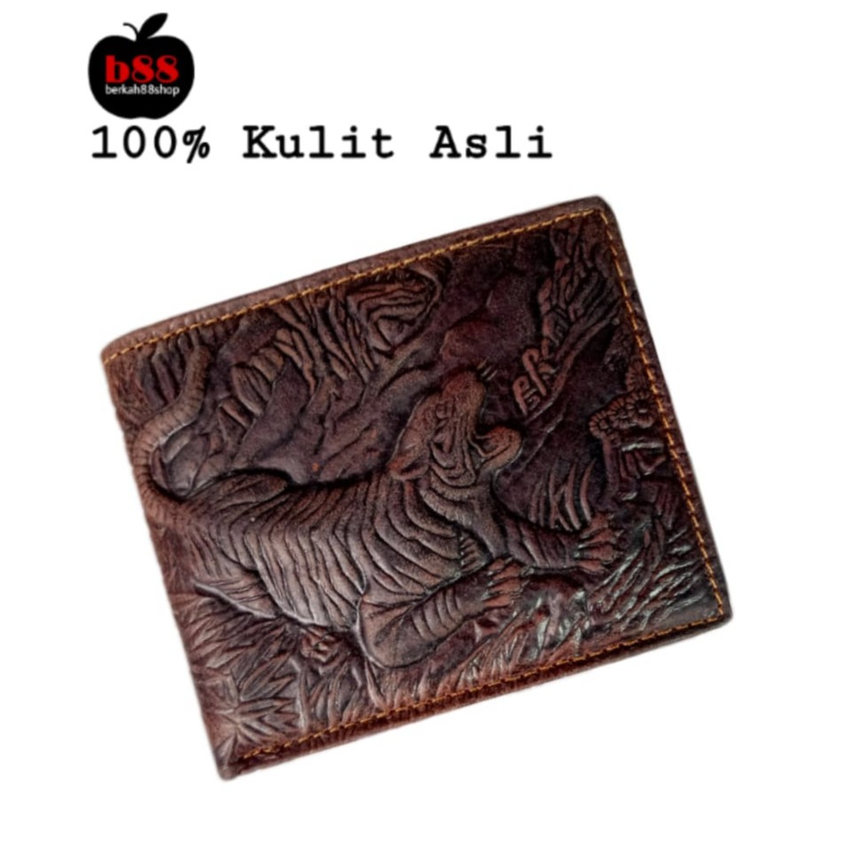 Dompet Kulit Asli Motif Harimau 100% Kulit Sapi / Dompet Pria Macan Harimau