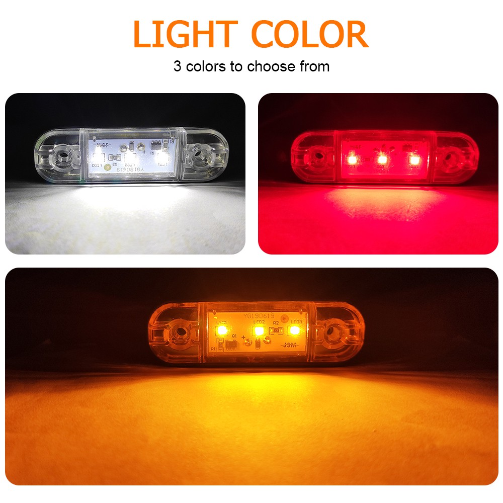 1pcs Lampu Led 3smd 12v 24v Warna Kuning / Merah / Putih Untuk Sein / Rem Truk / Trailer