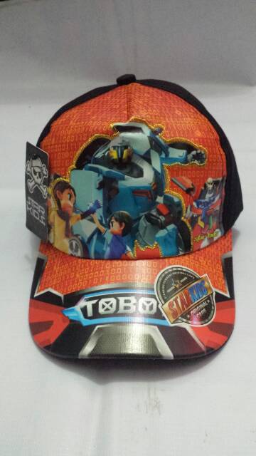 Topi anak baseball karakter TOBOT merah biru hitam