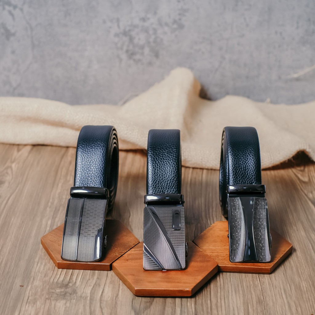 Ikat Pinggang / Gesper Pria Cowok Laki Kulit Asli Kepala Rel Import - Code : MCY 17