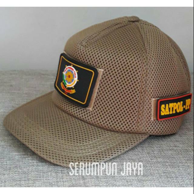 TOPI SATPOL PP - TOPI SATPOL PP 3 PATCH JARING DOUBLE MESH VELCRO KREM