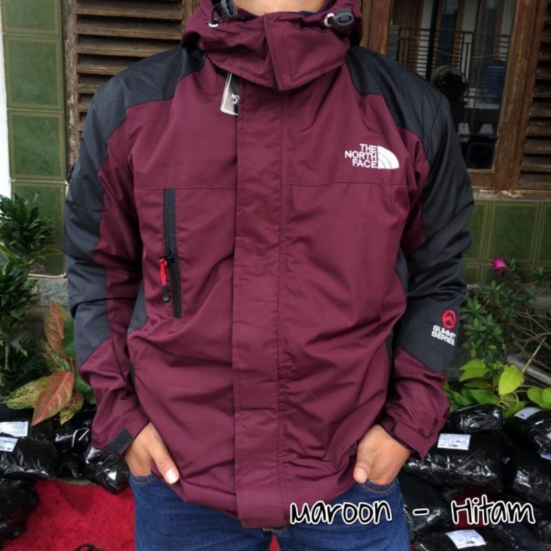 Jaket Tad Polos Murah / Jaket Gunung / Jaket Outdor Pria | Jaket Motor Harian | Jaket Couch-MARUN HITAM SIDE