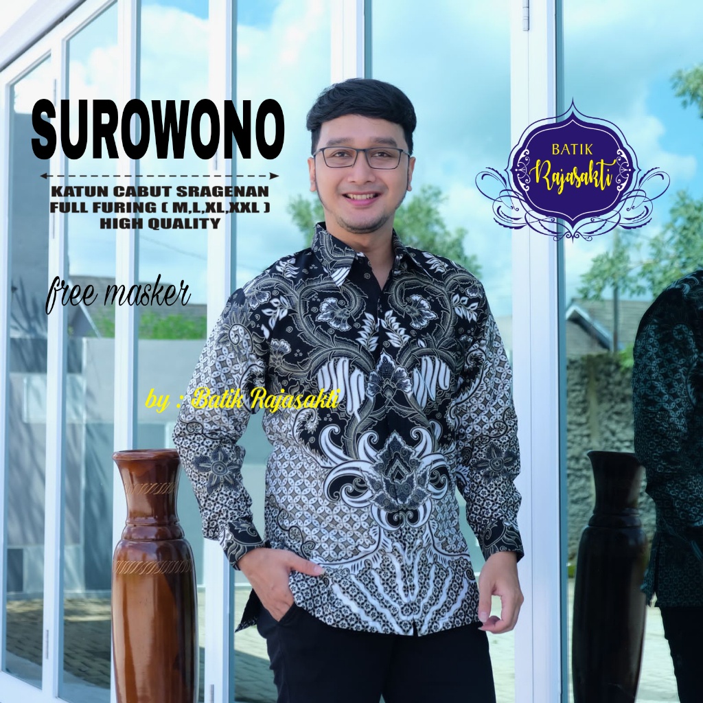 SUROWONO RAJASAKTI KEMEJA BATIK SOLO PRIA LENGAN PANJANG PENDEK LAPIS FURING ATASAN PREMIUM MODERN KATUN HALUS MACAM KUJANG NAJMUDDIN ABRAR WIJAYA MANUK PRING 2 RAIBOW BABON GREY 2 BLUE INDAH JOKOWIRYO PRASADO MERAK MANIZE DEVABROTO ARYOBIMO DZAKIANDRA