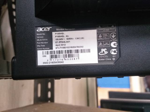 Monitor LED Acer P166HQL 16 inci untuk PC kasir cctv