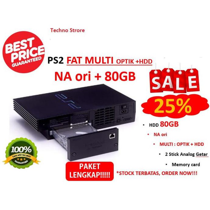 Sony Playstation 2 FAT MULTI HARDISK 80GB+NA+OPTIK+PAKET LENGKAP+PS 2