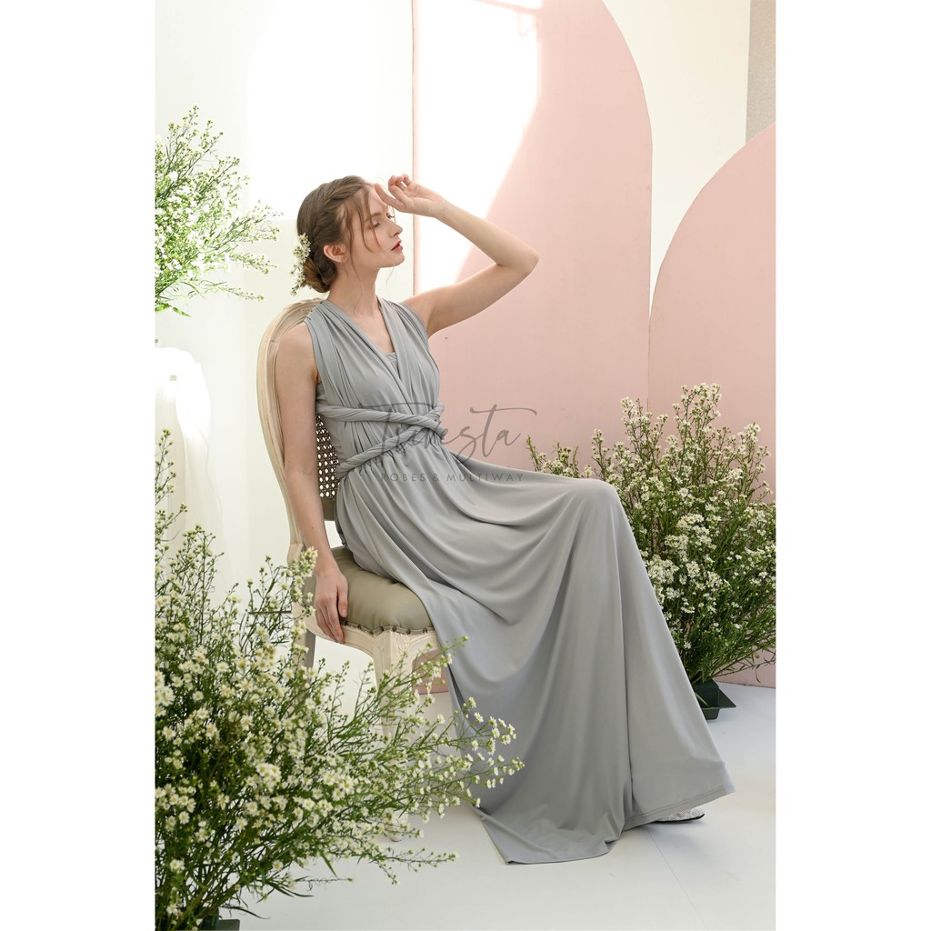 MAXI | LIGHT GREY | MULTIWAY INFINITY CONVERTIBLE DRESS | DRESS LILIT | 1 DRESS 30 MODEL