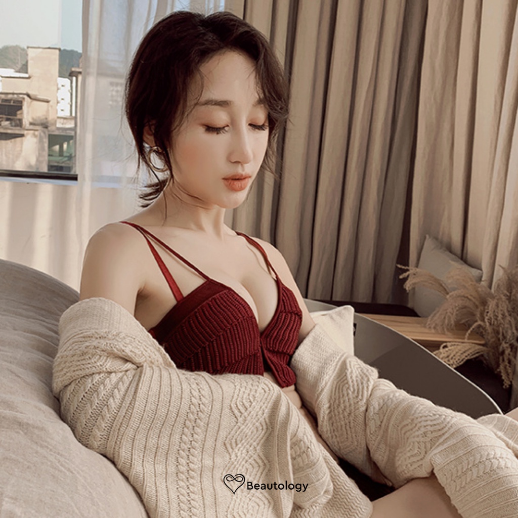 KYOTO BRA SET Renda Jepang Rajut Sexy Tanpa Kawat Push Up One Set