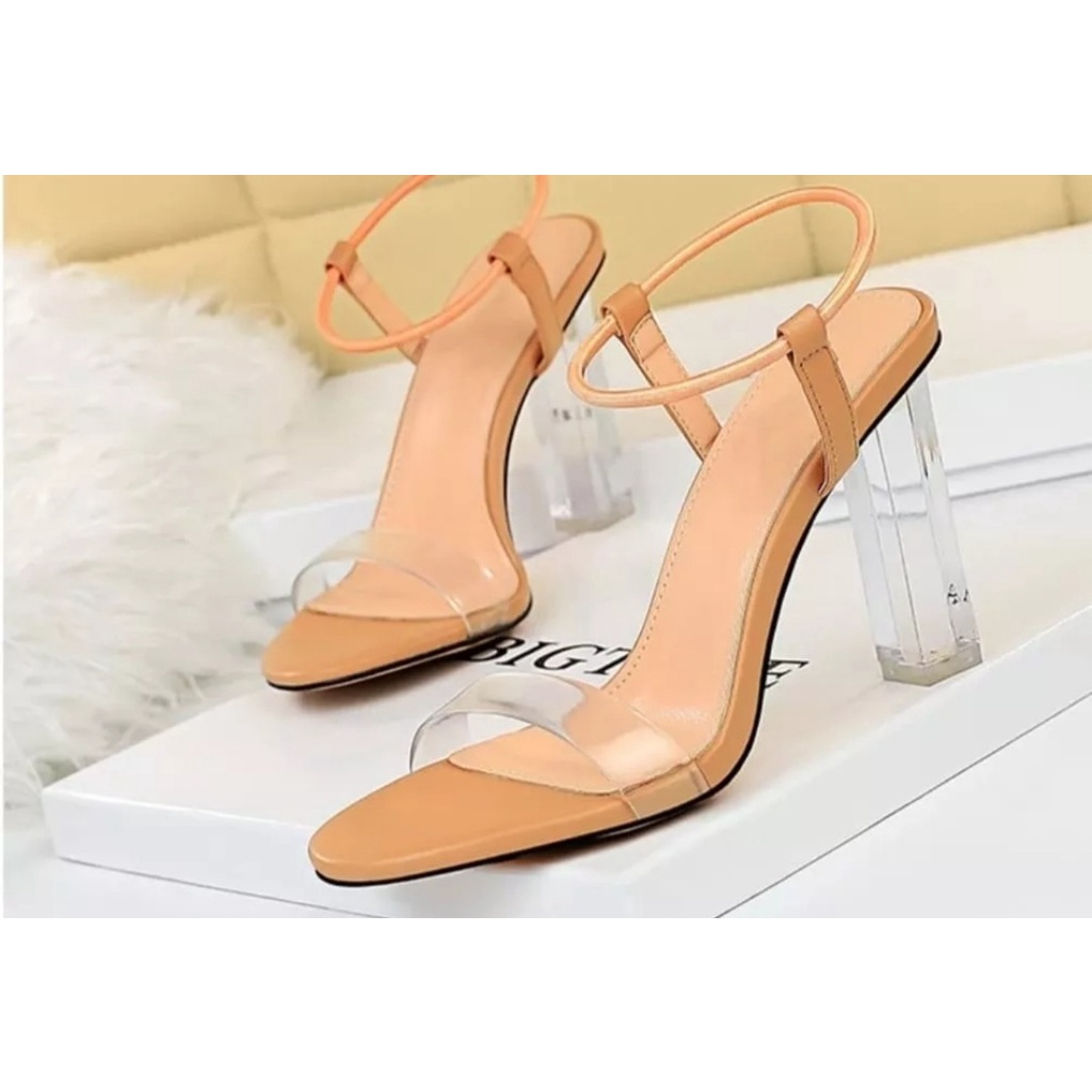 SANDAL SEPATU WANITA HAK KACA 9 CM/JELLY/KARET/SEPATU HEEL KACA 9 CM WANITA TALI KARET/BISA BAYAR DI TEMPAT/COD COCOD.IDN