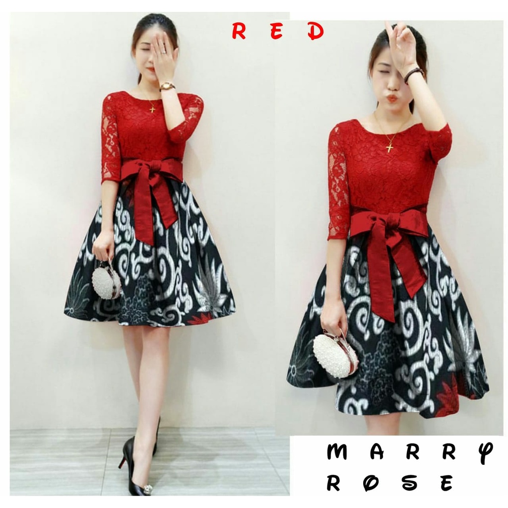 *[IJFK] Dress Batik Casual Wanita Terbaru Brukat / Dress Wanita / Dress Korea Casual Dress