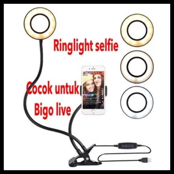 BAROKAH GAMIS Ring Light LED Selfie Portable 3 LED Light Portable Ring youtuber live