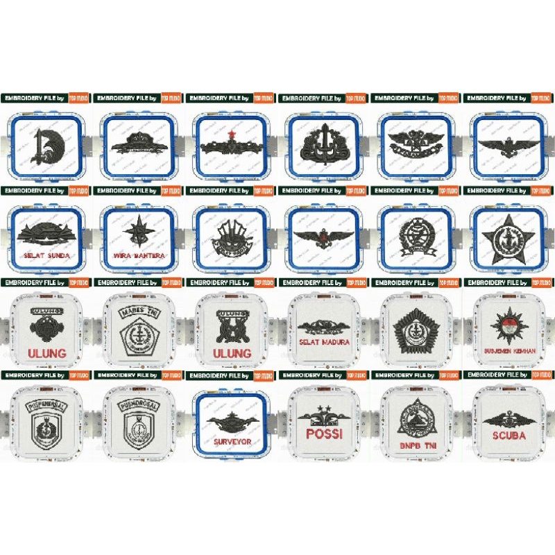 logo bordir file emb atribut timbul polri polisi pemadam dan tni