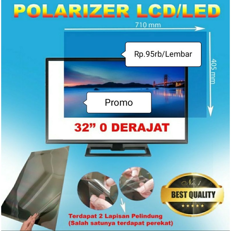 promo polaris polarizer 32 inch bagian depan panel led lcd 0 derajat
