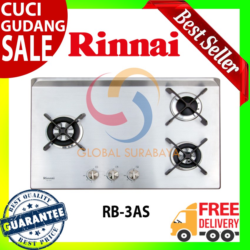 Kompor Tanam Gas Rinnai 3 Tungku - RB 3AS