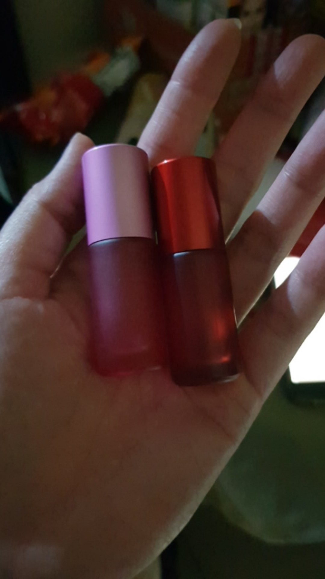 Botol Kaca Roll On 5ml Frosted Dengan Tutup Warna Sama. Kaca Tebal