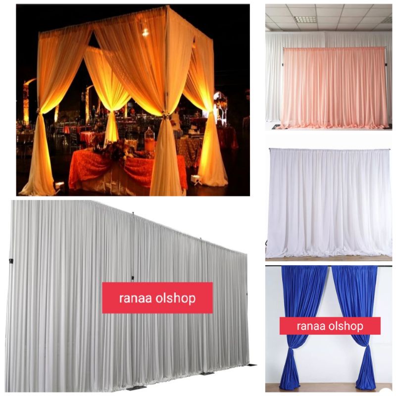 Backdrop tinggi 200cm background latar belakang kain filamin polos rsku 53 Spanduk Pernikahan Luar r
