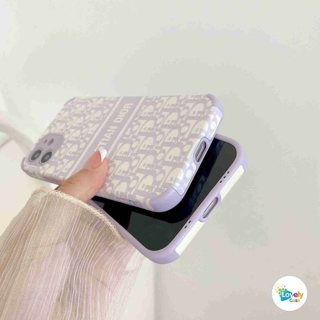 ready stock iphone 13 11 12 pro max 12 mini se 2020 xr x 7 8 6 6s plus lambskin design purple fashion brand precise hole position phone case anti fall soft protective cover