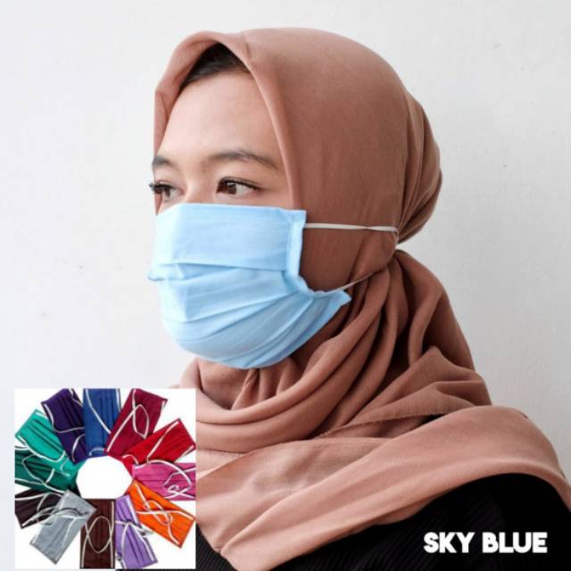 MASKER KAIN OXFORD polos Tali Karet Elastis