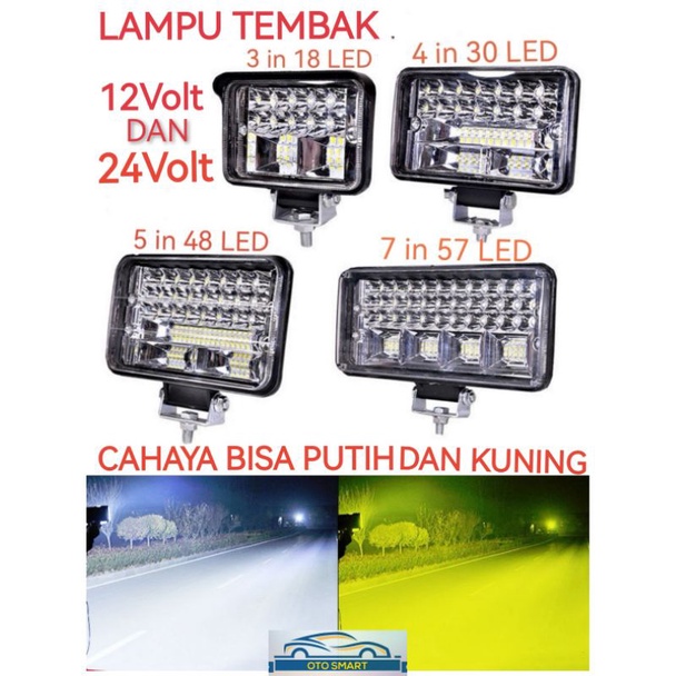 Lampu tembak Sorot Mobil 2 Cahaya Putih &amp; Kuning CREE LED Worklight 30 Mata &amp; 58 Mata 12V Dan 24 Volt Lampu Sorot Mobil