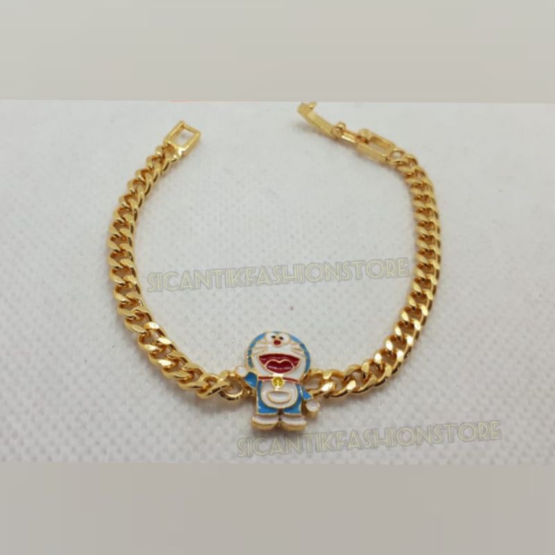 PROMO GELANG TITANIUM RANTAI ANAK-ANAK DORAEMON TERLARIS ANTI KARAT PERHIASAN GELANG ANAK MEWAH LUCU