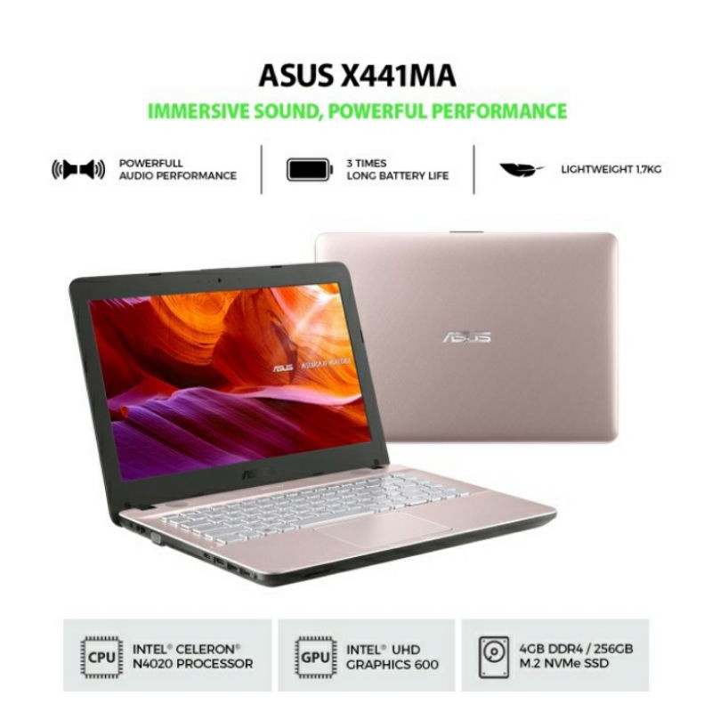 LAPTOP ASUS X441MA - INTEL N4020 RAM 4GB HDD 1TB INTEL UHD DVD 14" W10