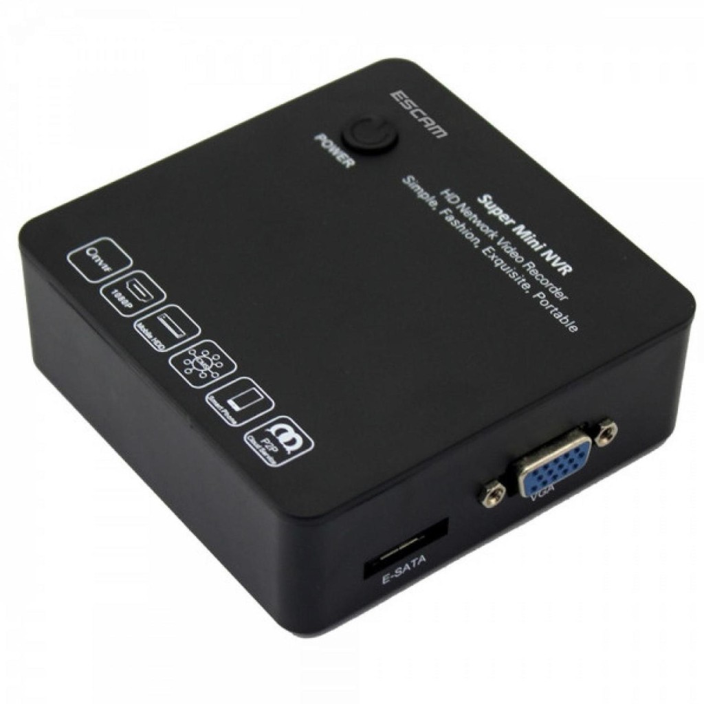 ESCAM K108 Mini NVR 8CH 1080P Super Mini Recorder for IP Camera - Hitam