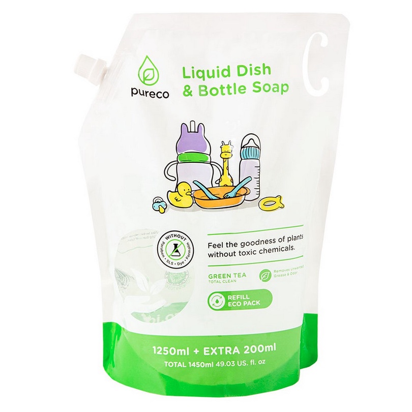 PURECO - Liquid Dish &amp; Bottle Soap REFILL POUCH 1450ml