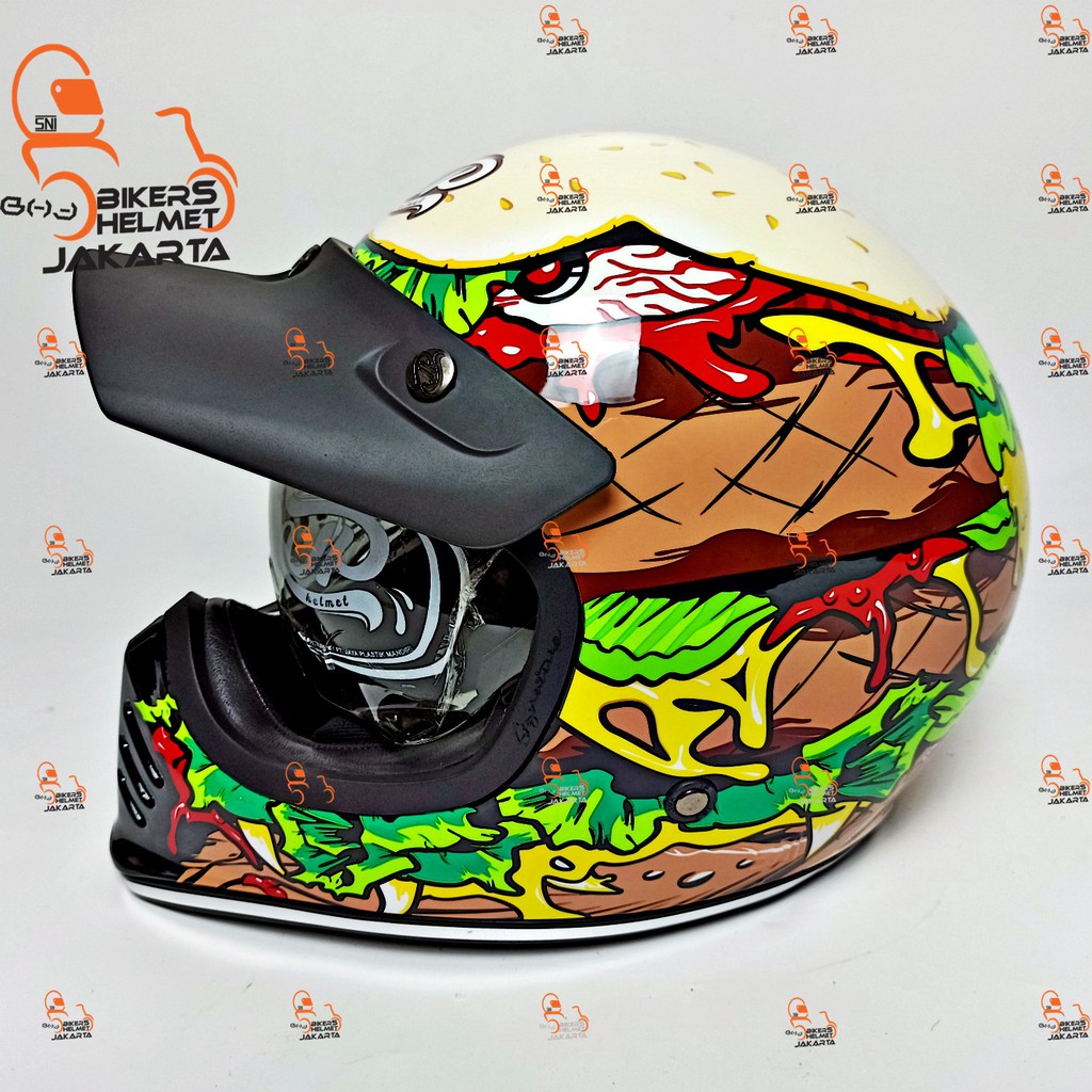 JPX HELM SIGNATURE JP RETRO SG 09 SUPER BLACK FULL FACE RETRO