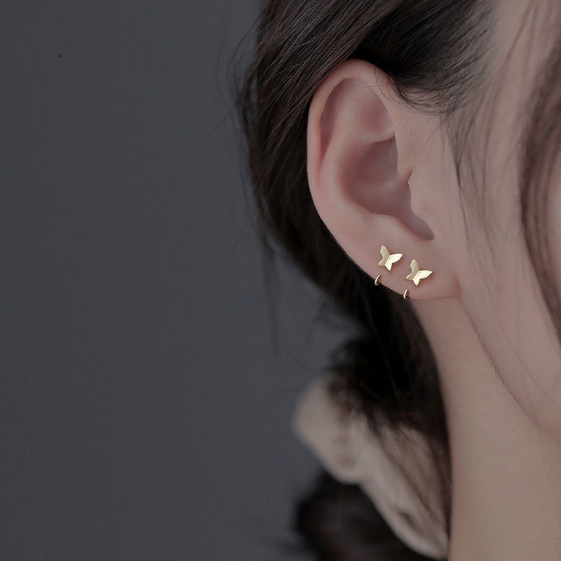 INS Fashion Trend Butterfly Earrings Female 2021 New Korean Temperament Simple and Versatile Earrings Design Sense Accessories Jewelry Gifts