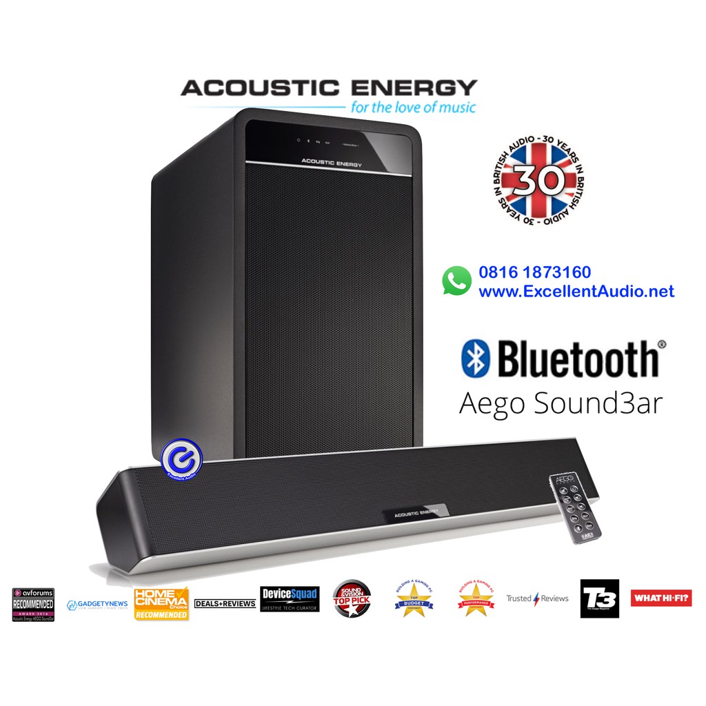 Acoustic Energy Aego Soundbar bluetooth compact soundbar wired subwoofer