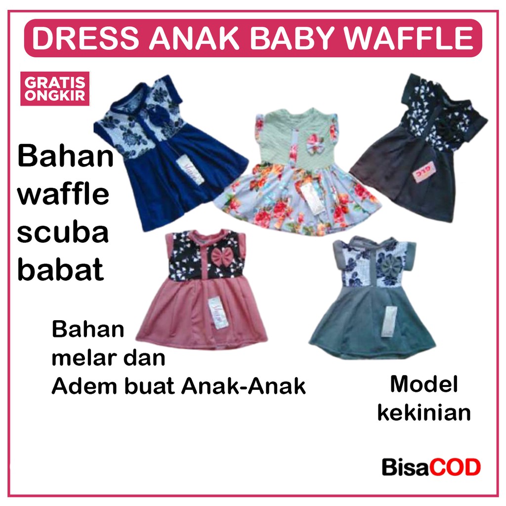 DRESS ANAK BABY WAFFLE / DRESS ANAK PEREMPUAN / DRESS BABY / DRESS BAYI