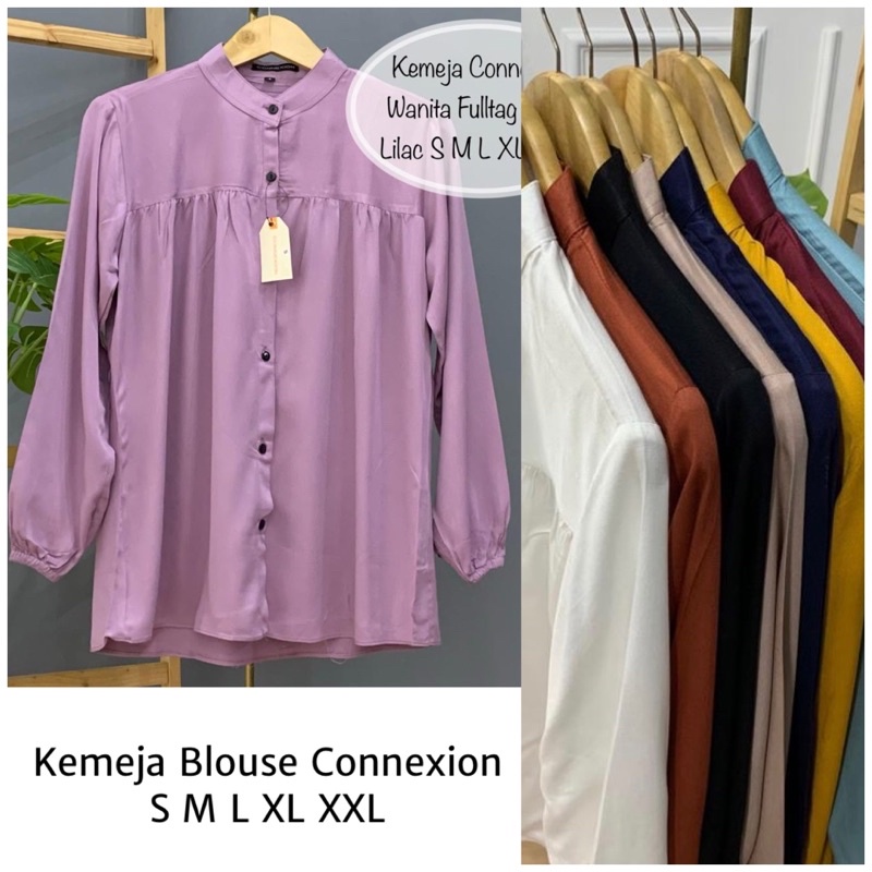 Connexion Kemeja Polos Blouse Conextion Bahan Rayon Twill Tebal