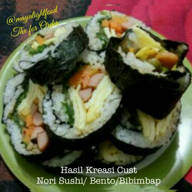 nori sushi 10 lembar rumput laut termurah bahan sushi nori manjun sakao kimbap bento seaweed rumput laut jepang