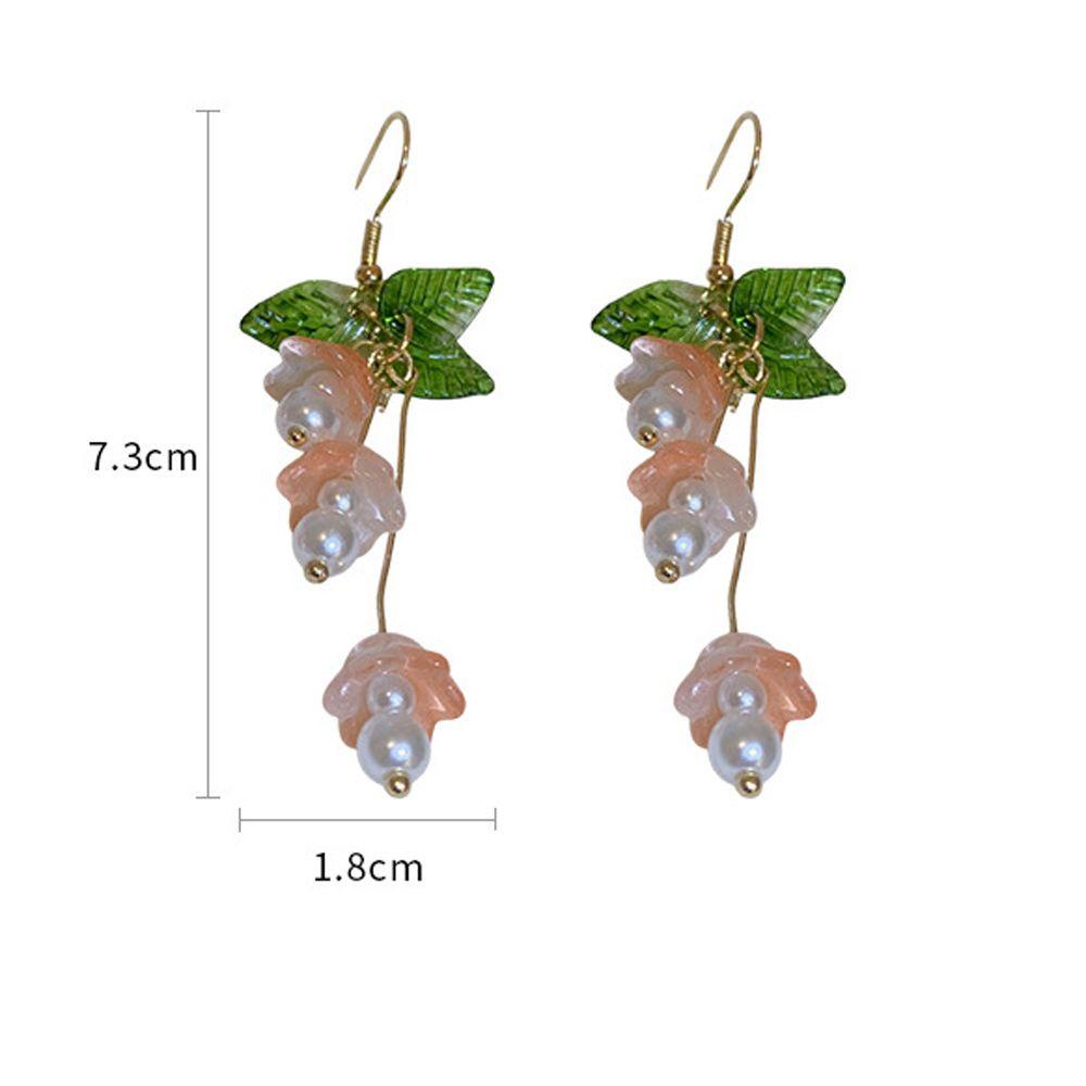 NEEDWAY Hadiah Anting Perempuan Vintage Bunga Mutiara Elegan Manis Gaya Korea Ear Drop