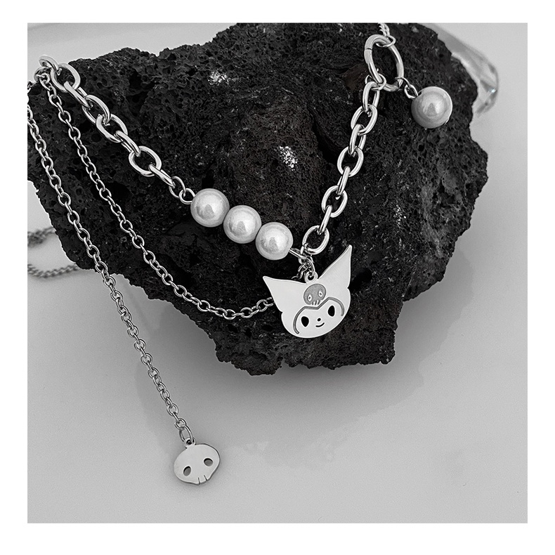 Kuromi Cat Pearl Necklace Accessories Personality Hip Hop Clavicle Chain