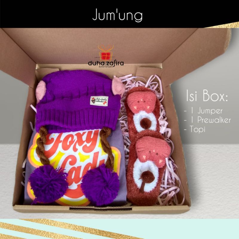 Duha Zafira Hampers bayi/ gift baby born/ baju bayi/ jumper baby girl/ kado lahiran/ kado ultah anak/ gift set/ set baju bayi/ gift box/ Hampers baby girl/ hadiah lahiran/ kado unik ini-Jum'ung Girl
