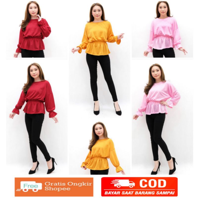 LICIA Atasan wanita Blouse wanita Atasan wanita lengan panjang Atasan wanita jumbo blouse jumbo
