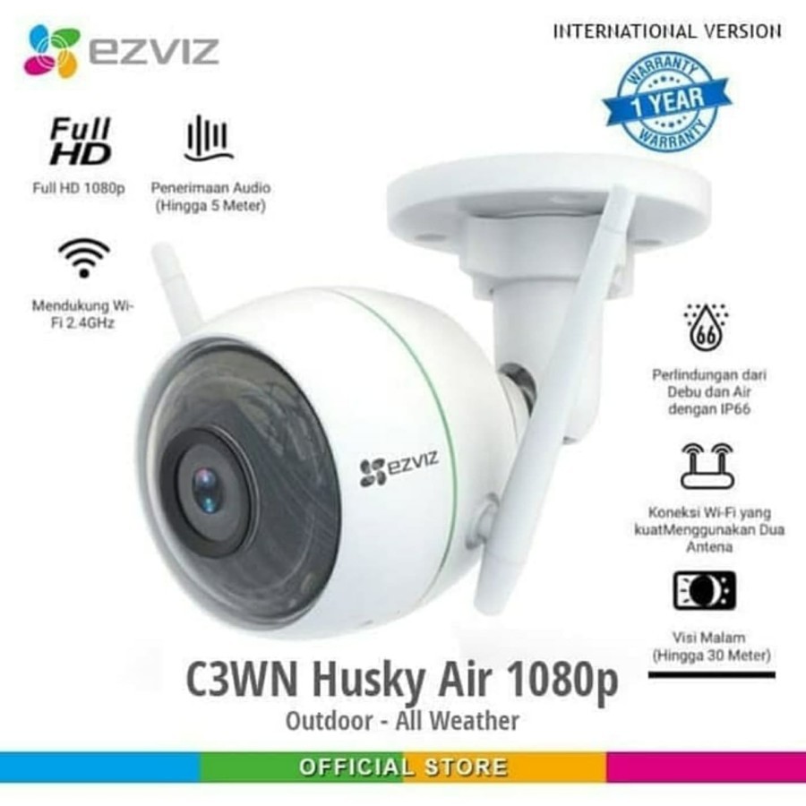 Ezviz Hikvision C3WN Husky Air Lite 1080p 2MP Wireless Outdoor Camera - C3WN Only