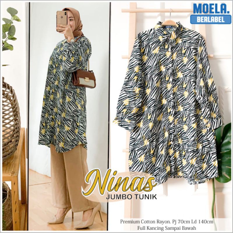 Long tunik busui motif / long tunik motif murah / Ninas long tunik full kancing