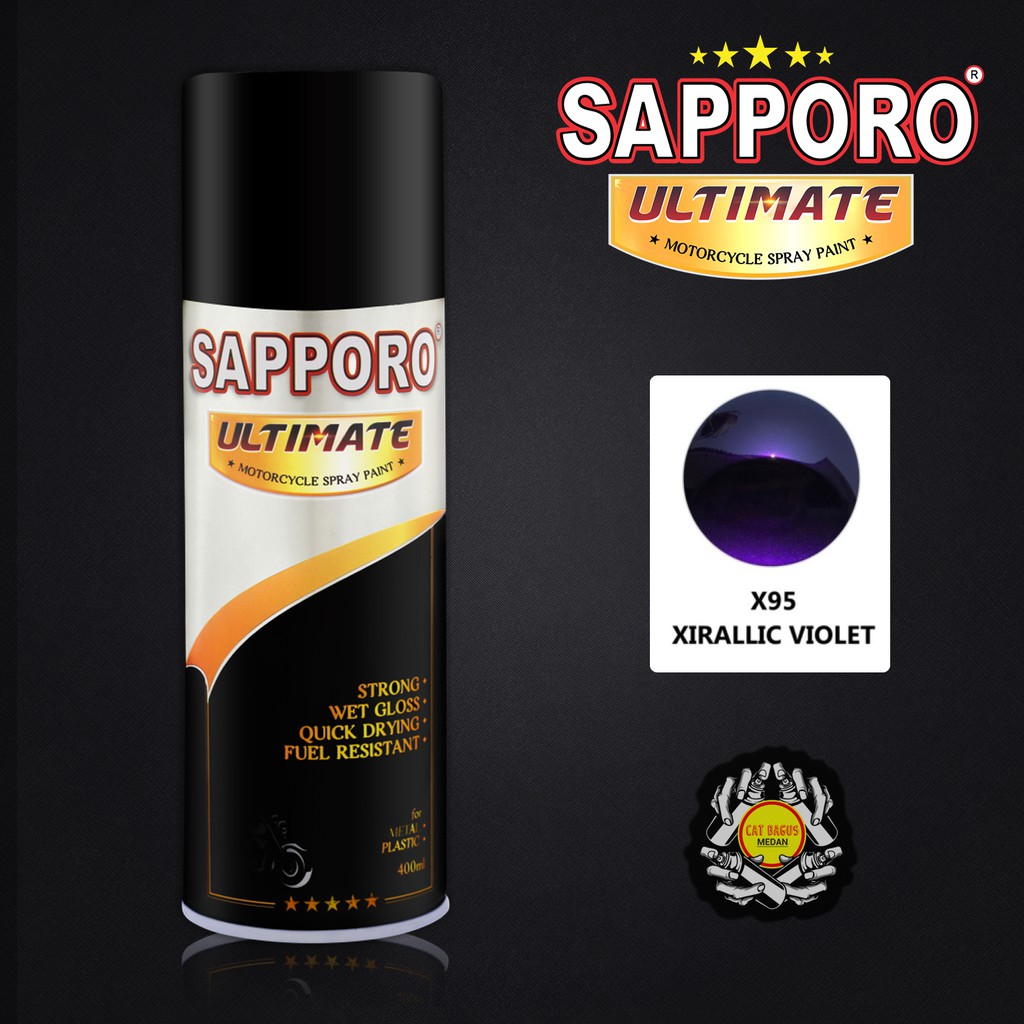 SAPPORO ULTIMATE X95 XIRALLIC VIOLET CAT SEMPROT 400 ML CAT MOTOR AEROSOL PYLOX XIRALIC XIRALIK VIOL