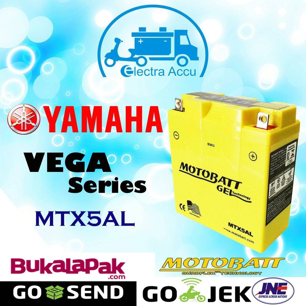 BARU Aki Motor Yamaha Vega Series Motobatt MTX5AL Aki Kering
