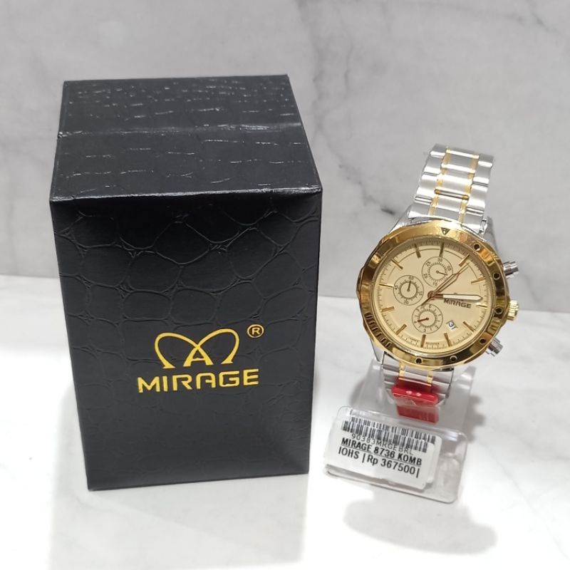 (Toko Ricoh) Jam Tangan Pria Mirage Original 8736 Free Box