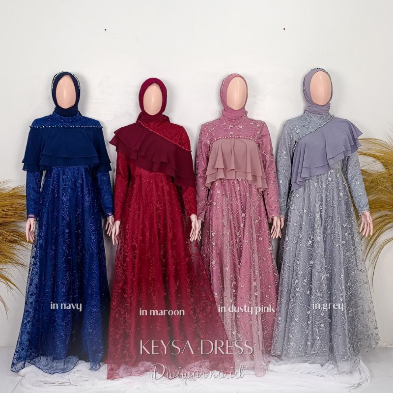 Nagina Maxy 10 Look Nagita Maxy Keisya Dress Brukat Kondangan Gamis Pesta Wanita Muslimah Dress Bridesmaid Sage