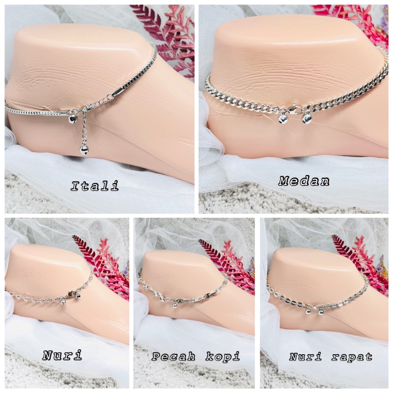 Gelang kaki rante silver dewasa Xuping premium