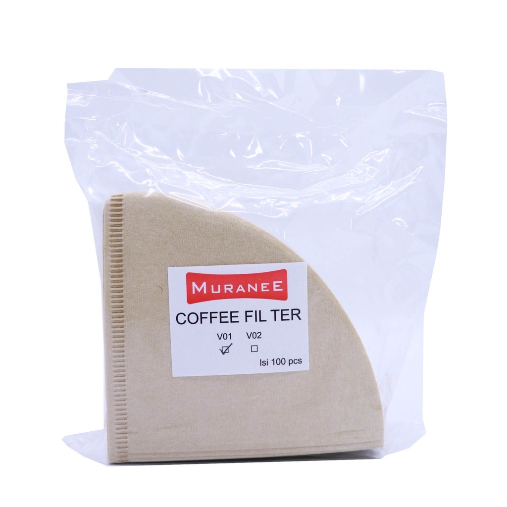 Coffee Filter V01 Unbleach 100Pcs Muranee Paper 1 - 2 Cup Kertas Kopi V60 Coklat SH818678 Saringan Coffe Kualitas Terbaik Aman Digunakan Isi 100 Lembar 1-2cups