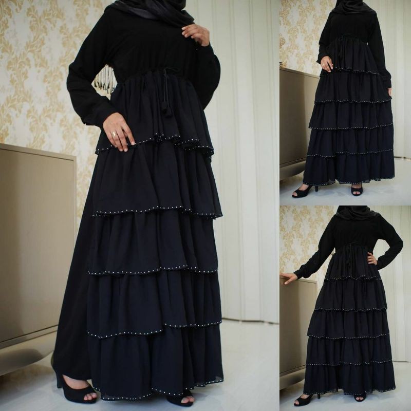 Abaya Hitam susun Turkey jubah murah dress wanita muslim gamis syar'i bagus