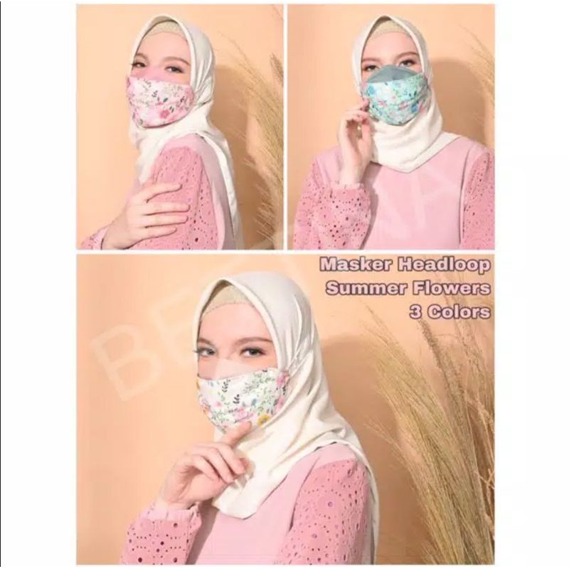 Masker Hijab Kain Katun Motif 3 Ply Model Evo Mask