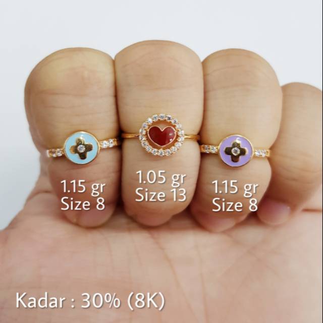 Cincin Emas Ukuran Ring Size 8 Kadar 30% (6K) - X3