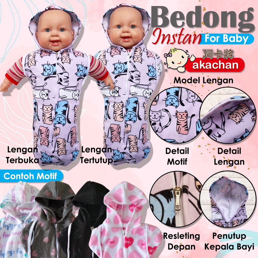 Bedong Bayi Instan Resleting Newborn AKACHAN  Instant Swaddle NB Instan Fleece alt nb