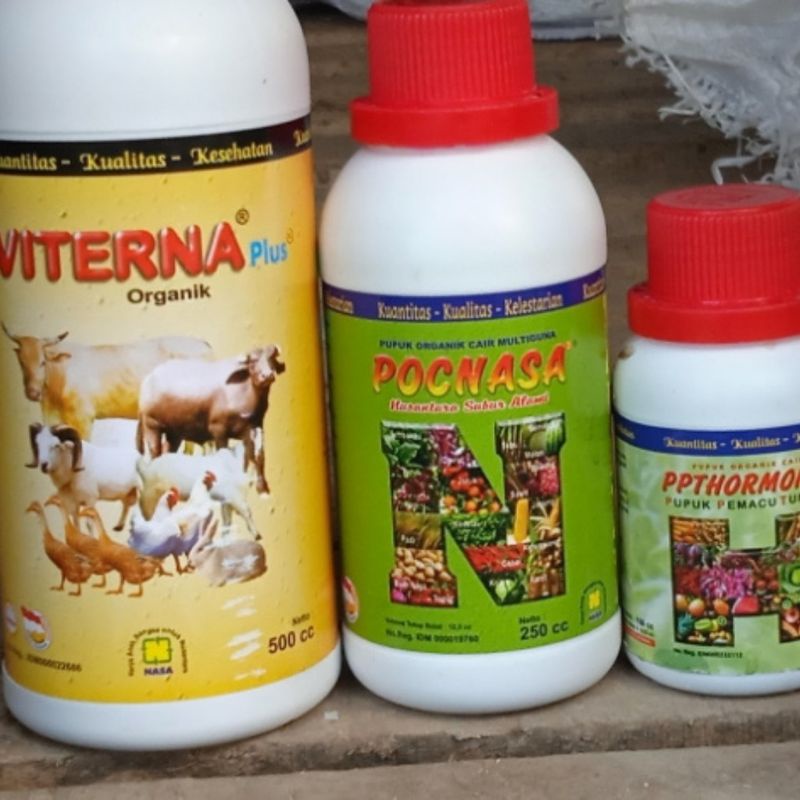 Paket Vitamin Dan Penggemuk Ternak Organik Komplit 3 Botol Nasa Hormonik Viterna/ Paket Vitamin Ternak Organik VITERNA POC NASA HORMONIK / Paket Vitamin Ternak Kambing Sapi Babi Ayam