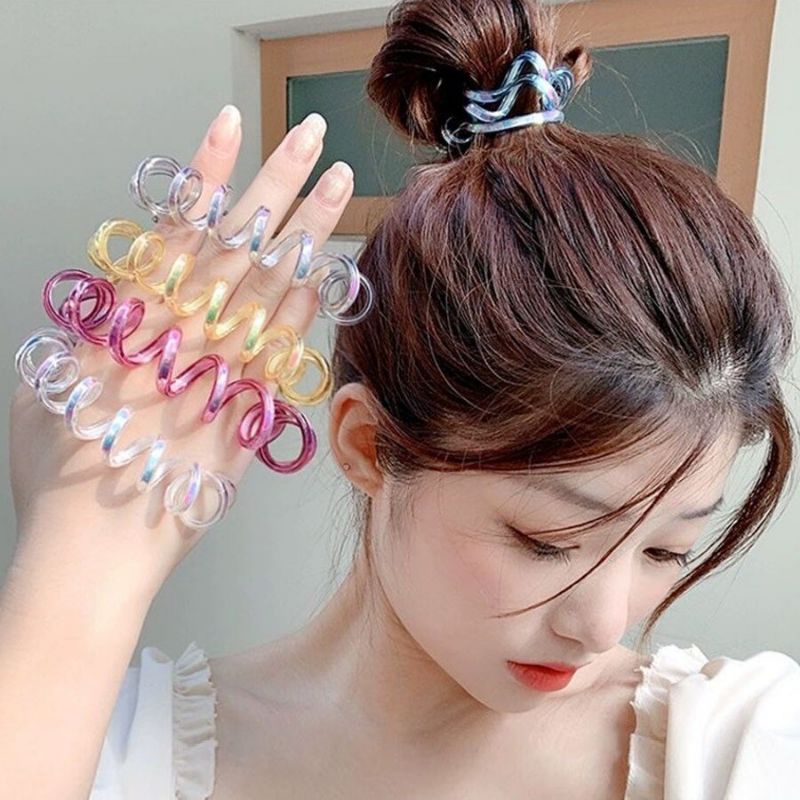 Karet Rambut Spiral kabel telepon jumbo / kilat / mini